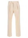 Moncler Trousers Drill Button Detail In Beige