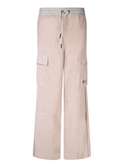 Moncler Corduroy Cargo Trousers In Neutral