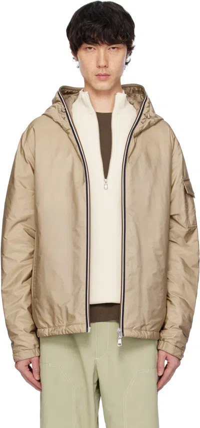 MONCLER BEIGE EVETTES HOODED SHORT DOWN JACKET