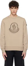Moncler Beige French Terry Sweatshirt In 207 - Sand Beige