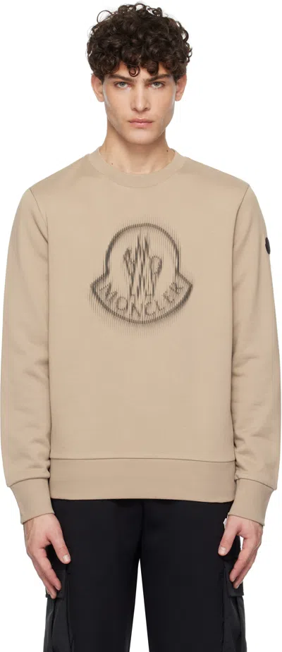 Moncler Beige French Terry Sweatshirt In 207 - Sand Beige