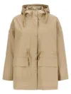 Moncler Gaillon Hooded Cotton Parka Beige In Beige