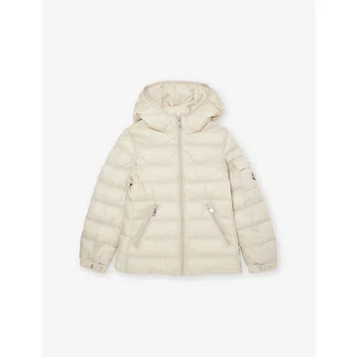 Moncler Kids' Beige Gles Hooded Shell-down Jacket 4-14 In Neutral