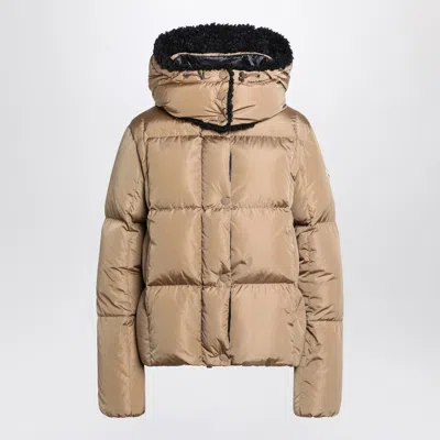 MONCLER BEIGE HOODED PUFFER JACKET