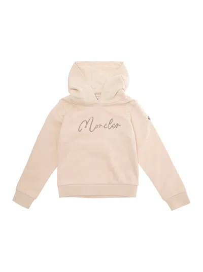 Moncler Kids' Beige Hoodie With Logo Detail In Cotton Boy