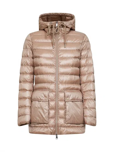 Moncler Beige Jasmin Hooded Short Down Jacket In Neutral