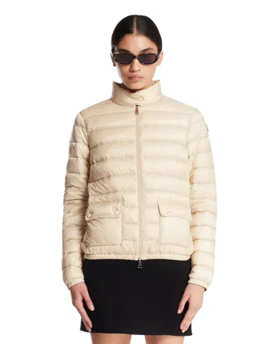 Moncler Beige Lans Short Down Jacket In Beige Beige   #ddbb8c