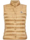Moncler Logo-patch Mock-neck Down Gilet In Beige