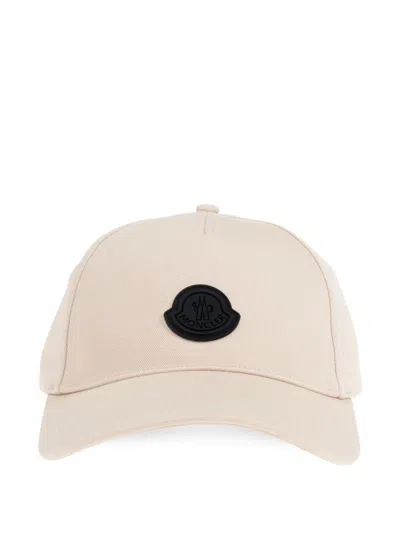 Moncler Logo Patch Baseball Cap In Beige