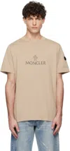 Moncler Beige Logo Cotton T-shirt In 207 - Beige