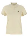 Moncler Women Cotton Polo Shirt With Iconic Patch In Neutral