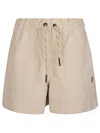 Moncler Mid-rise Straight-leg Shorts In Beige