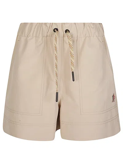 Moncler Mid-rise Straight-leg Shorts In Beige