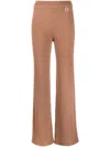 Moncler Logo-patch Ribbed-knit Trousers In Beige