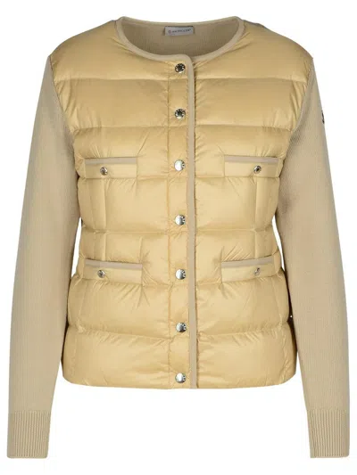 Moncler Beige Nylon Blend Sweater In Neutrals