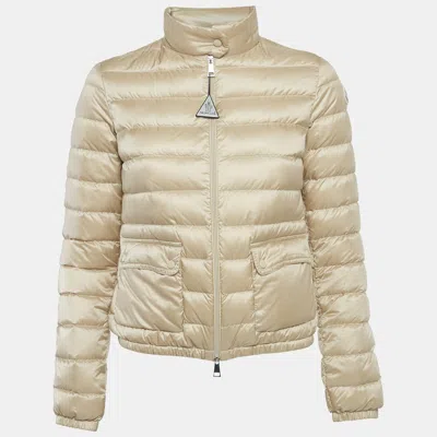 Pre-owned Moncler Beige Nylon Padded Lans Down Jacket Xs In Sand