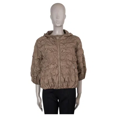 Pre-owned Moncler Beige Nylon Salome Crinkled Windbreaker Jacket 1 S In Brown