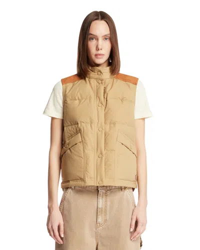 Moncler Beige Padded Gilet In Neutral