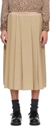 Moncler Beige Pleated Midi Skirt In Neutral