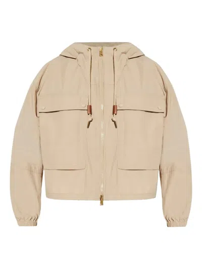 Moncler Beige Polyester Blend Sauvan Jacket In Brown