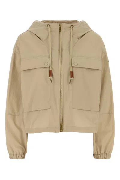 Moncler Beige Polyester Blend Sauvan Jacket In Neutral