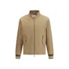Moncler Beige Solid Mock Collar Jacket In Brown