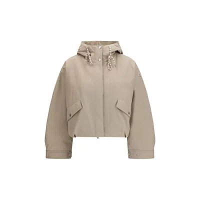 Moncler Eucalyptus Hooded Jacket Drawstring Front Pockets In Neutral