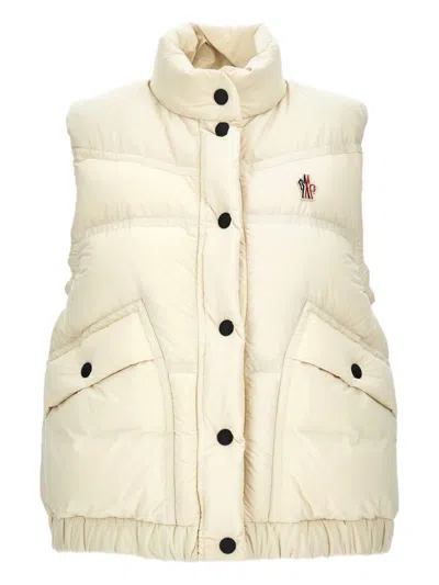 Moncler Grenoble Padded Gilet In Down Beige In White