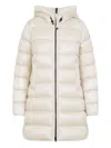 Moncler Suyenne Mid-length Hooded Down Jacket In Neutral