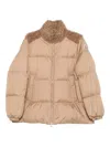 Moncler Puffer Jacket With High Collar And Pockets In Neutral