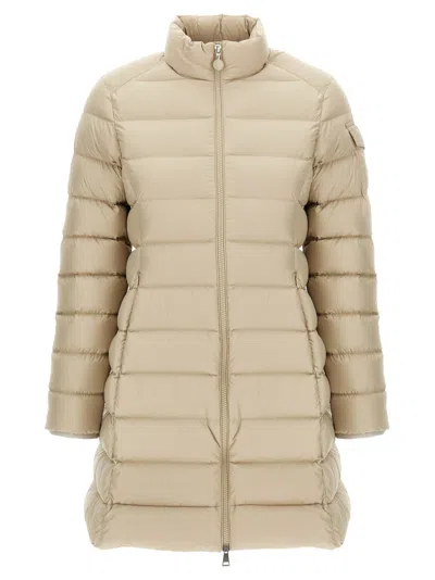 Moncler Beige Quilted Logo Jacket In Neutral