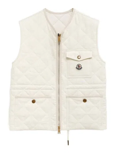 Moncler Beige Quilted Vest In White