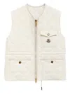 Moncler Beige Quilted Vest With Diamond Pattern And Logo