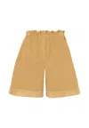 Moncler Beige Shorts For Girl With Logo In Brown