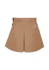 Moncler Beige Skirt For Girl With Logo In Brown