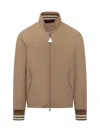 Moncler Beige Solid Mock Collar Jacket In Beige