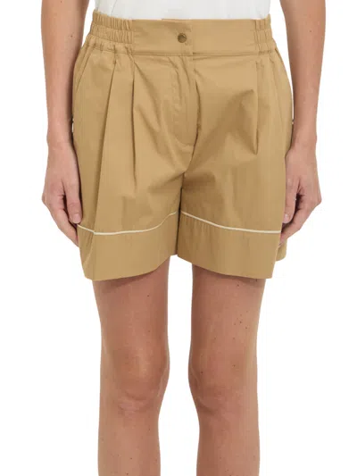 Moncler Beige Solid Shorts In Neutral