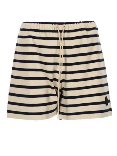 Moncler Beige Stripes Shorts In Multi