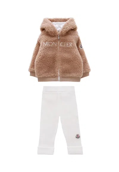 MONCLER BEIGE SUIT FOR BABYKIDS WITH LOGO