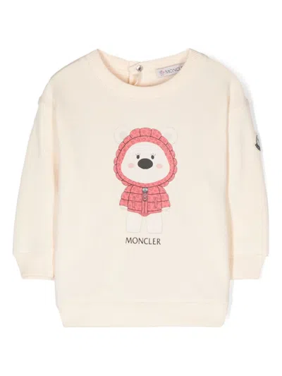 Moncler Beige Sweatshirt Baby Girl In White