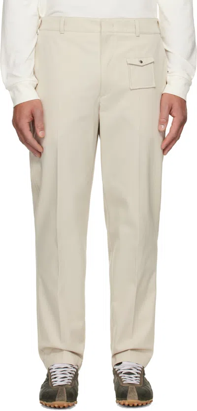 Moncler Beige Tailored Gabardine Trousers In White