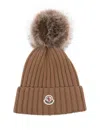 Moncler Wool Beanie Featuring Pom-pom Detail In Brown