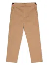 Moncler Boy's Tri-stripe Twill Trousers In Stone