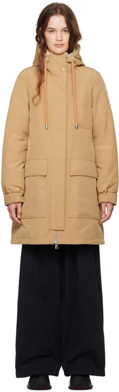 MONCLER BEIGE URFE DOWN COAT