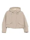 Moncler Eucalyptus Hooded Jacket Drawstring Front Pockets In Neutral