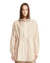 Moncler Weteau Ruched-trim Hooded Mid-length Jacket In Neutral