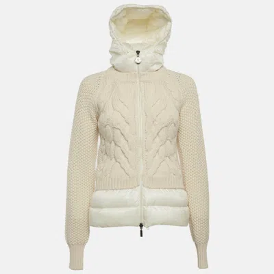 Pre-owned Moncler Beige Wool And Nylon Down Jacket Xs In Sand