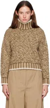 Moncler Patterned Wool Turtleneck Sweater In P22 Beige