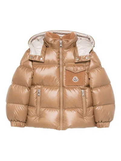 Moncler Kids' Beige 'yule' Down Jacket  In Brown