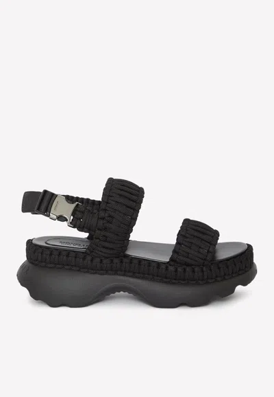 Moncler Belay Woven Sandals In Black